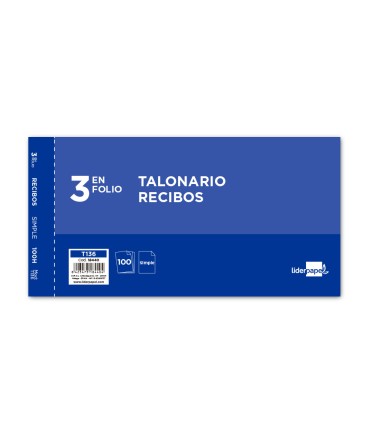 Talonario liderpapel recibos 3 fº original t136 sin matriz